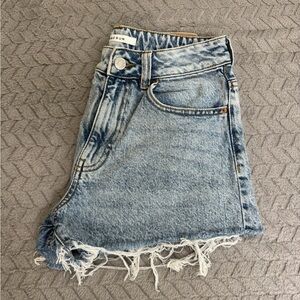 Blue Denim Distressed Mom Shorts